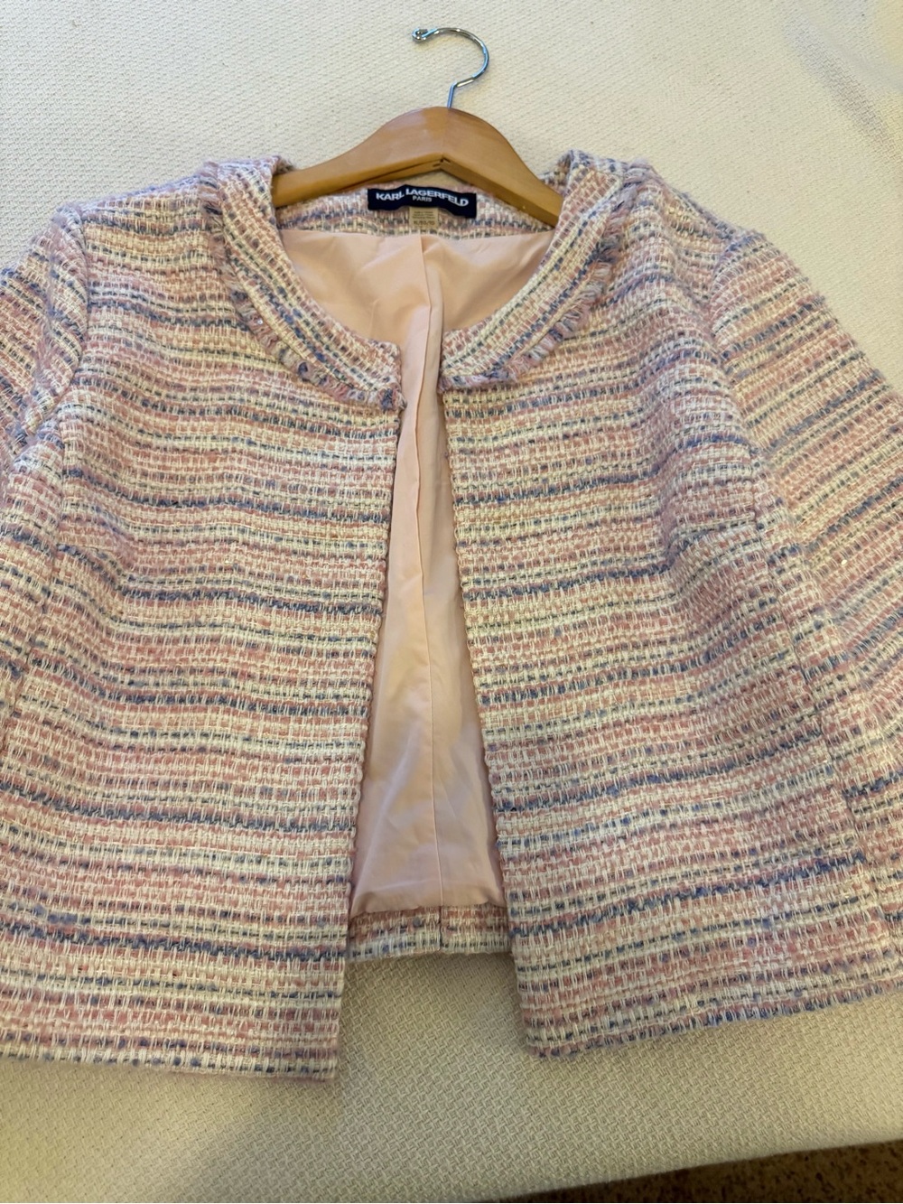 Lagerfeld Tweed Open-Front Jacket in Pastel Multi